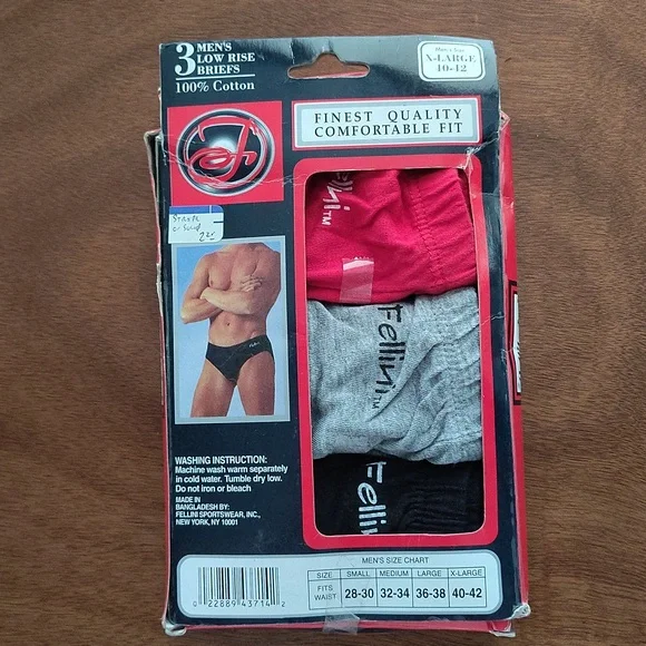 Vintage Fellini Low Rise Briefs 3pk Size XL 40-42 - Picture 3 of 4